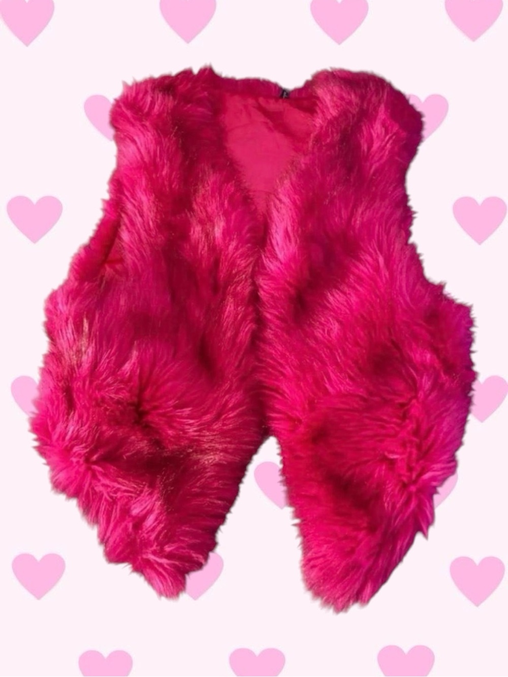 Qihu Fashion Hot Pink Faux Fur Vest S/M